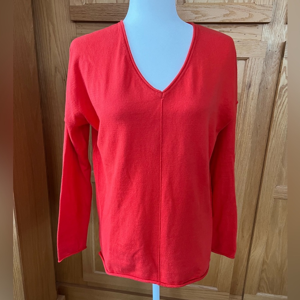 J. Society Orange V-Neck Sweater  L